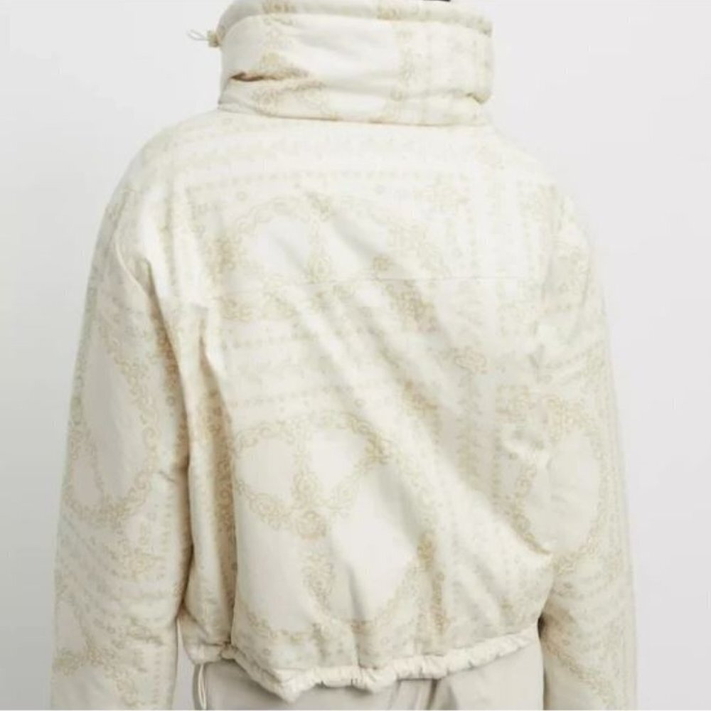 Urban Outfitters BDG Ivory Linen Printed Isla Cropped Puffer XS - Picture 2 of 16